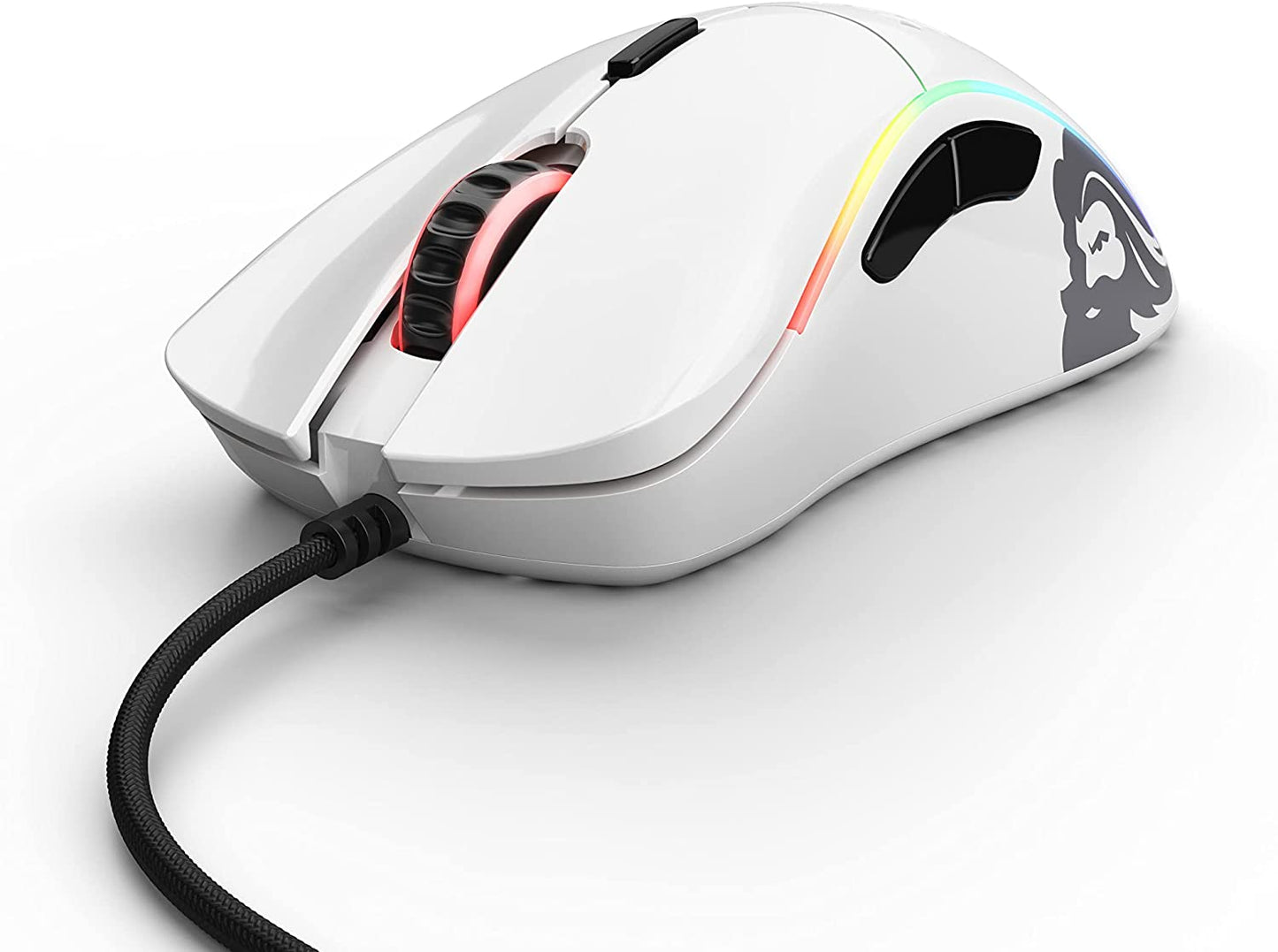 Gaming Model D Wired Gaming Mouse - 68G Superlight Honeycomb Design, RGB, Ergonomic, Pixart 3360 Sensor, Omron Switches, PTFE Feet, 6 Buttons - Glossy White
