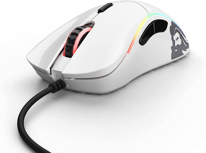 Gaming Model D Wired Gaming Mouse - 68G Superlight Honeycomb Design, RGB, Ergonomic, Pixart 3360 Sensor, Omron Switches, PTFE Feet, 6 Buttons - Glossy White