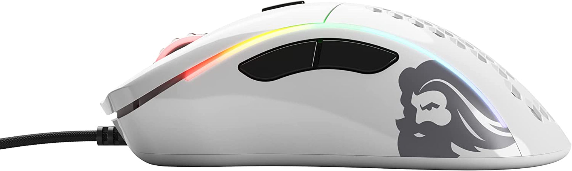 Gaming Model D Wired Gaming Mouse - 68G Superlight Honeycomb Design, RGB, Ergonomic, Pixart 3360 Sensor, Omron Switches, PTFE Feet, 6 Buttons - Glossy White