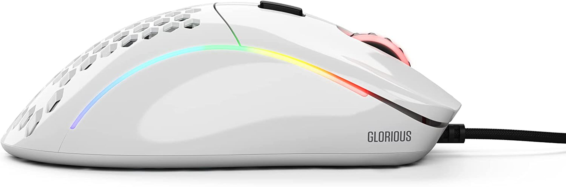 Gaming Model D Wired Gaming Mouse - 68G Superlight Honeycomb Design, RGB, Ergonomic, Pixart 3360 Sensor, Omron Switches, PTFE Feet, 6 Buttons - Glossy White
